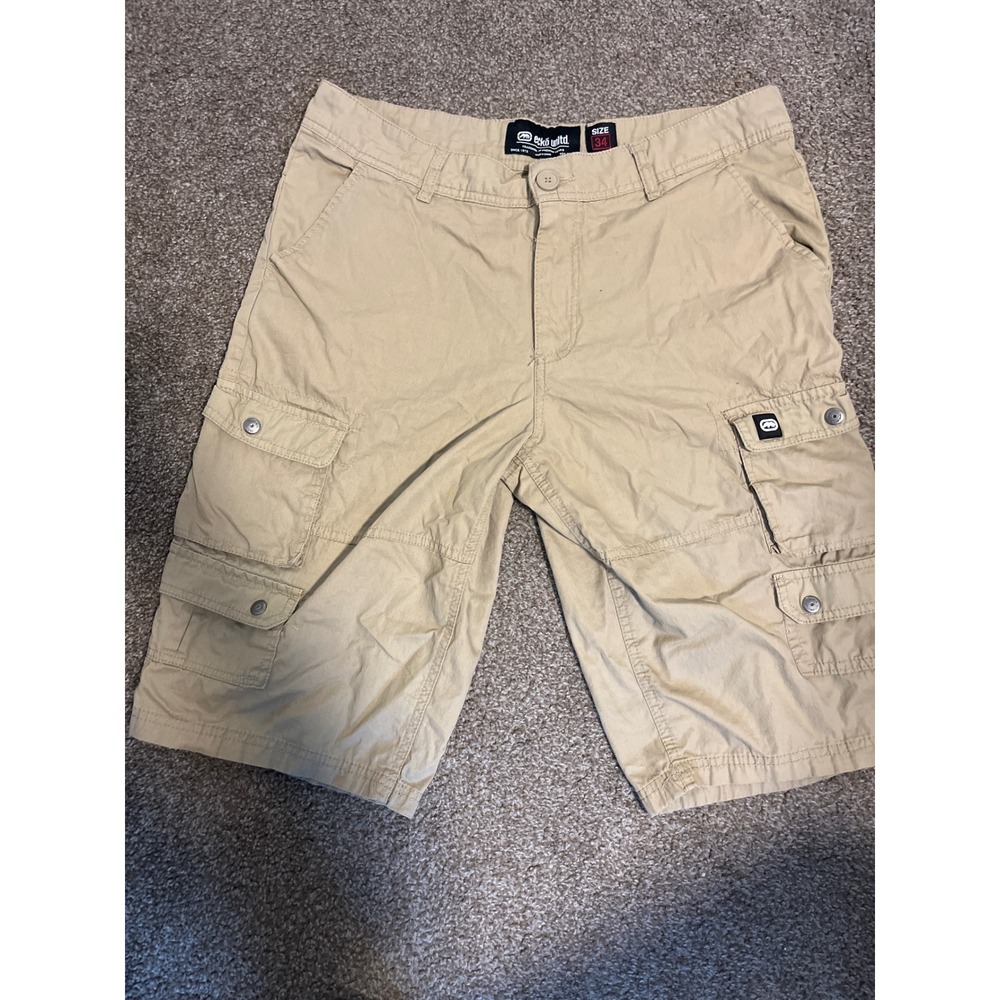 Vintage Y2K Ecko Unltd Cargo Shorts Khaki Tan Mens Size 34 Utility